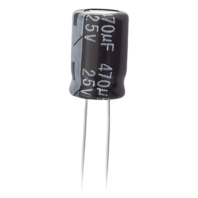 Capacitor Electrolítico de Aluminio / 470 µF / 25 Vcc / 105 °C / Radial 8 x 15 mm