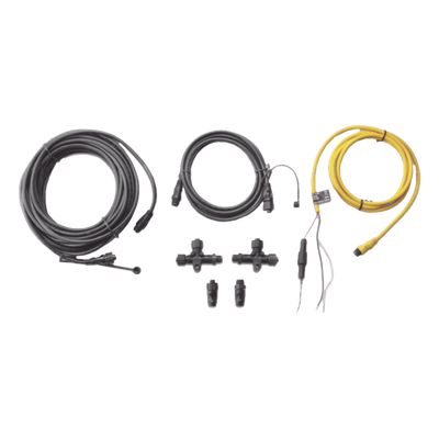 Kit de Red NMEA 2000 / Cable Principal 6 m (19.7 ft) / Cable Caída 2 m (6.6 ft) / Cable Alimentación 2 m (6.6 ft) / 2 Conectores en T / Conectores Macho y Hembra