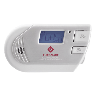 Detector Combo de Gases / Metano, Propano y CO / Pantalla Digital Retroiluminada / 85 dB / 120 Vca con Batería de Respaldo