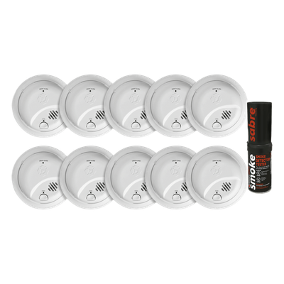 Kit de Detectores de Humo Autónomos / Sensor por Ionización / Alarma 85 dB / Humo Sintético Incluido / Batería Lateral