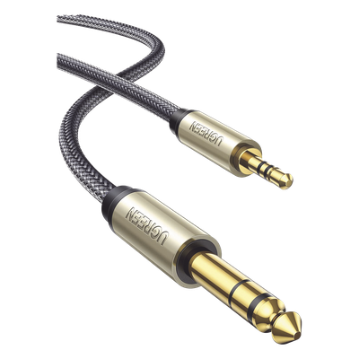 Cable Audio Estéreo / 3.5mm TRS a 6.35mm TS / 1 m (3.3 ft) / Cobre Chapado en Plata / Trenza de Nylon / Conectores Oro 24K