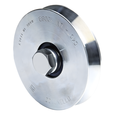 Rueda para Puerta Corrediza / Acero Galvanizado / 14 cm / Carga 270 kg / Canal Tipo V / Sin Soporte