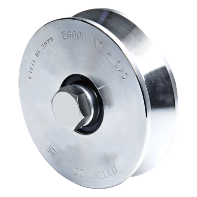 Rueda para Puerta Corrediza / 12 cm / Carga 450 kg / Guía Tipo V / Acero Galvanizado