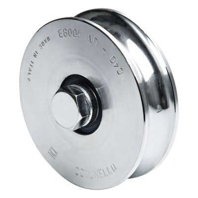 Rueda para Puerta Corrediza / Diámetro 16 cm / Carga 575 kg / Acero Galvanizado / Sin Soporte / Canal Tipo U