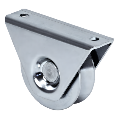 Rueda para Puerta Corrediza / Acero Galvanizado 10 cm (3.9 in) / Capacidad 220 kg / Canal Tipo V / Montaje Inferior / 1 Rodamiento