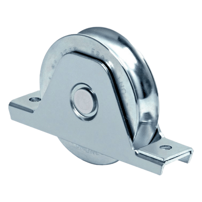 Rueda para Puerta Corrediza / Diámetro 12 cm / Carga 400 kg / Acero Galvanizado / Fijación Inferior / Canal Tipo U