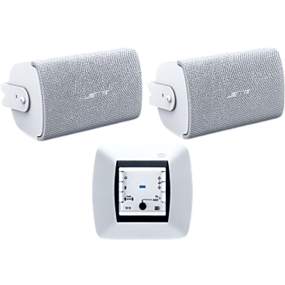 Kit de Audio / Mando Bluetooth / Bocinas de Superficie / 2+2W RMS / IP55 / Color Blanco