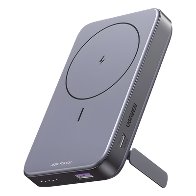 Power Bank MagSafe de 10000mAh NEXODE | 20W | 1 USB-C | 1 USB-A | Carga Rápida bidireccional | Soporta modo Standby | Soporte Plegable | Ultra Delgado | Ultra ligero | Compatible con iPhone 15/14/13/12 | Color Gris.