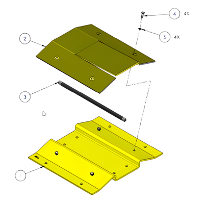 Espaciador para Kits de Picos / 31″ w x 3″ h x 12.25″ d (787 x 76 x 311 mm) / Acero Galvanizado / Cinta Reflectante / Compatible con Barreras 1603-180 y 1603-380