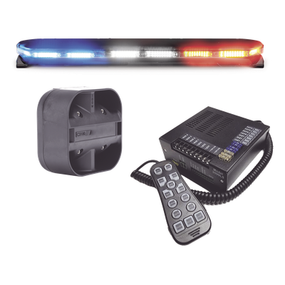 Kit de Torreta LED / 47 Pulgadas / 300 LEDs Dual Color / Perfil Bajo 1.6 Pulgadas / Sirena Inalámbrica 100W / Certificación SAE Class I