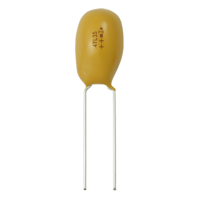 Capacitor de Tántalo / 2.2 µF (2200 nF) / 25 Vcc / Tolerancia 10% / Radial 2.54 mm (0.1 in) / -55°C a +125°C