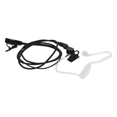 Micrófono-Audífono de Solapa / Tubo Acústico Transparente / Sensibilidad -42 dB / Bocina 112 dB / Conector 3.5 mm PTT / Operación -20°C a 70°C
