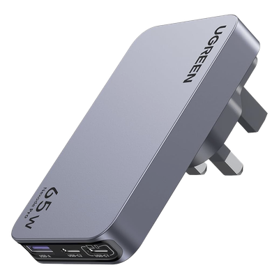 Cargador Rápido GaN / 65W / 3 Puertos / PD 3.0 / PPS / QC 4.0 / 100-240V