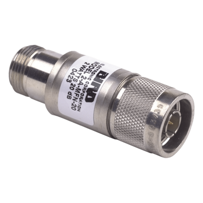 Atenuador en Línea / 30 dB / 2 W / CD-4 GHz / Conectores N Macho-Hembra / 50 Ω / PIM -110 dBc