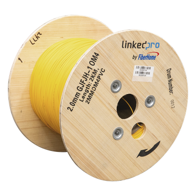 Cable de Fibra Óptica Multimodo / OM4 / Simplex / Tight Buffer 0.9 mm / Diámetro 2.0 mm / PVC Amarillo / Precio Por Metro