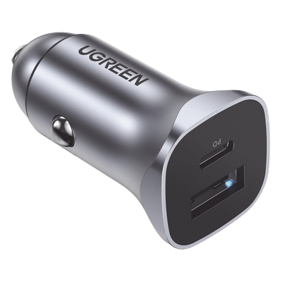 Cargador de Auto / 24W / USB-A + USB-C / PD3.0 + QC3.0 / 12-24 VCD / Aleación de Aluminio