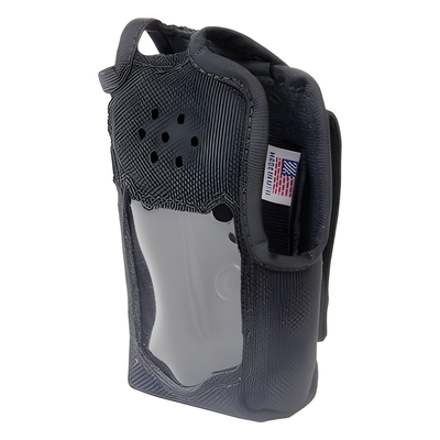 Funda Protectora de Nylon / Lazo Ajustable para Cinto / Capuchón con Broches / Visor Frontal Transparente / Compatible con Radios Icom IC-F50/F60 Series
