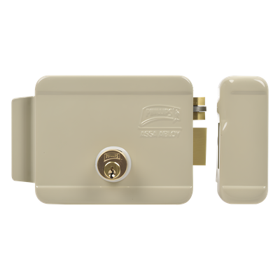 Cerradura Eléctrica / Doble Cerrojo / 12 VCC/VCA / Activación por Pulso 2 s / Exterior Derecha / 129 x 103 x 38 mm
