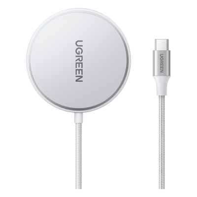 Cargador Inalámbrico Magnético / 15W / Qi 2 Certificado / USB-C 9V 2.2A / Eficiencia 83% / Cable 1.5 m (4.9 ft) / Material PC+ABS+Aluminio