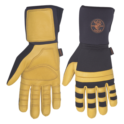 Guantes de Trabajo para Liniero / Cuero Blando / Nudillos Acolchados Doble Fila / Neopreno 4» (102 mm) / Talla Grande