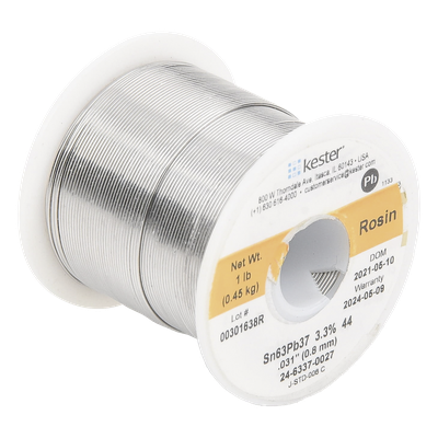Rollo de Soldadura / 63% Sn 37% Pb / 0.031″ (0.80 mm) / 454 g / Flujo 44% / No Requiere Limpieza