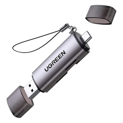 Lector de Tarjetas / USB-C 3.1 + USB-A 3.0 / 5 Gbps / Dual Ranura SD/MicroSD / Lectura Simultánea / Aluminio / OTG