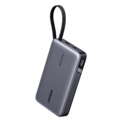Power Bank / 20000mAh / 72Wh / Carga Rápida 100W PD 3.0 / Salida Múltiple 145W / Cable USB-C Integrado / Compacto 139x80x27 mm