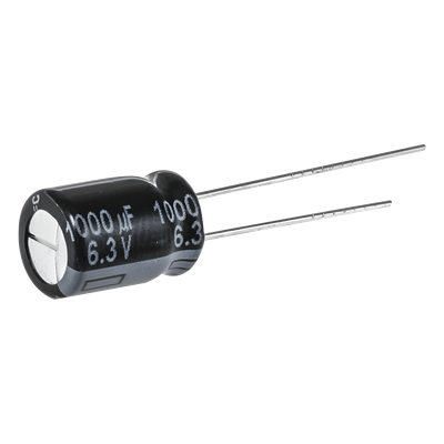 Capacitor Electrolítico Radial / 1000 µF / 16 VDC / 8000 h a 105 °C / 10 mm x 16 mm / Corriente de Rizado 1790 mA RMS