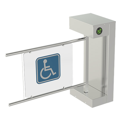 Torniquete Motorizado de Cortesía / Flujo 15 Personas/min / Apertura 2.2 s / IP54 / -20°C a +68°C / Bidireccional / 110-240 VCA