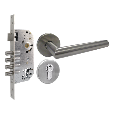 Kit de Manija y Cilindro de Alta Seguridad / Acero Inoxidable / Puerta 35-45 mm (1.38-1.77 in) / ANSI A.156.13 / Grado 2