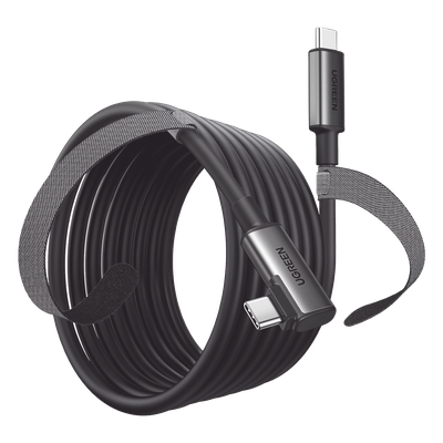 Cable USB-C a USB-C / 5 m (16.4 ft) / USB 3.0 5 Gbps / Carga 3A / Conector Angulado 90° / Nylon Trenzado