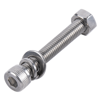 Tornillo Allen / M8-1.25 x 30 mm / Acero Inoxidable 304 / Con Tuerca, Arandela Plana y de Presión / DIN 127