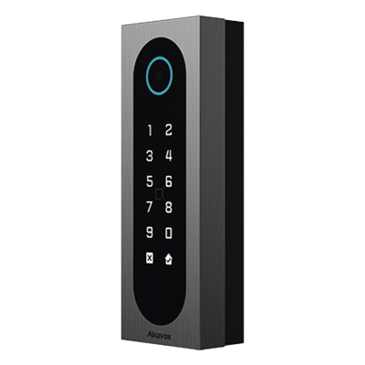 Control de Acceso Slim / 20,000 Tarjetas / 100,000 Eventos / IP65 & IK09 / Multi-Credencial QR-Bluetooth-PIN-RFID / Wiegand-RS485-Relay / Aluminio y Vidrio Templado