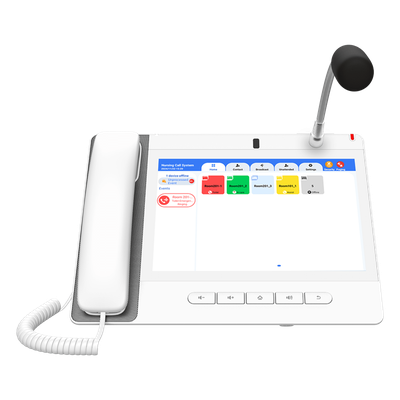 Teléfono IP Empresarial / 20 Líneas SIP / Pantalla Táctil 10.1′ HD / Wi-Fi 5 / Bluetooth 4.2 / PoE / Multicast Voceo / Cámara Full HD / 116 Teclas DSS