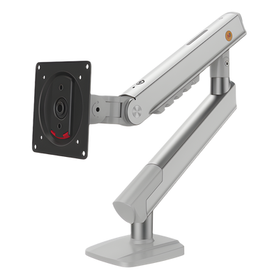 Brazo Ergonómico para Monitor / Soporte 17″ a 32″ / VESA 75×75 y 100×100 mm / Carga 2-7 kg (4.4-15.4 lbs) / Ajuste de Tensión / Rotación ±90° / Altura 419 mm (16.5″) / Color Blanco