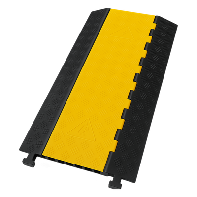 Protector de Cable / 3 Canales 56×55 mm / Carga 6.1 Toneladas / 90 cm (2.95 ft) Largo / Hule y Plástico / Amarillo-Negro