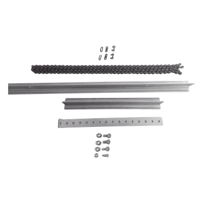 Extensión de Riel Tipo T / 1 m (3.3 ft) / Cadena de Alta Resistencia 2 m (6.6 ft) / Conector Modular / Bracket y Tornillería Incluidos
