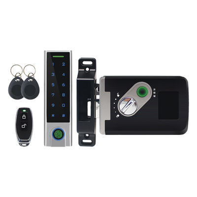 Kit de Cerradura Inteligente Inalámbrica / Teclado Metálico IP65 / 900 Usuarios Tarjeta/PIN / 100 Huellas / Alcance 30 m (98.4 ft) / 433 MHz