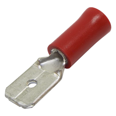 Terminal Macho Aislada / 22-16 AWG / Rojo / 25 Piezas / 21.5×9.9×6.3×3.9 mm