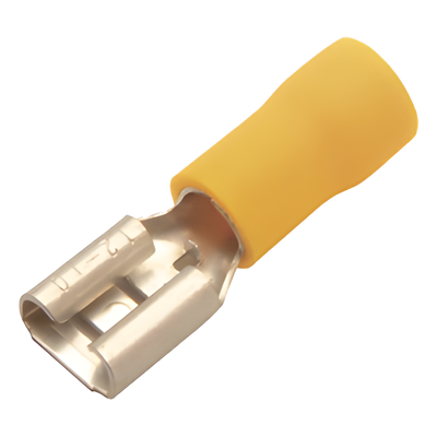 Terminal Hembra Aislada / 0.250 pulgadas / Calibre 12 – 10 AWG / Push-On / Paquete 25 piezas