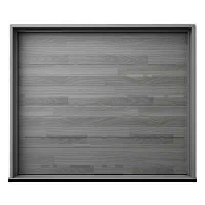 Puerta de Garage Seccional / 16 x 7 Pies (4.88 x 2.13 m) / 4 Secciones / Aislamiento Poliuretano 42 mm / Lámina Calibre 26 / Acabado Laminado Gris