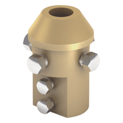 Adaptador de Punta Pararrayo / Mástil 1 1/2″ (38.1 mm) / Latón / Conductores 8-10 mm / Sección 50-70 mm² / 655 g