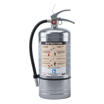 Extintor para Baterías de Iones de Litio / 6 Litros / Descarga 72 s / Alcance 3.6 m (11.8 ft) / Listado UL / Acero Inoxidable