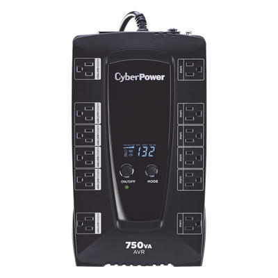 UPS Línea Interactiva / 750 VA / 450 W / 12 Tomas NEMA 5-15R / 6 con Respaldo de Batería / AVR Integrado / Pantalla LCD