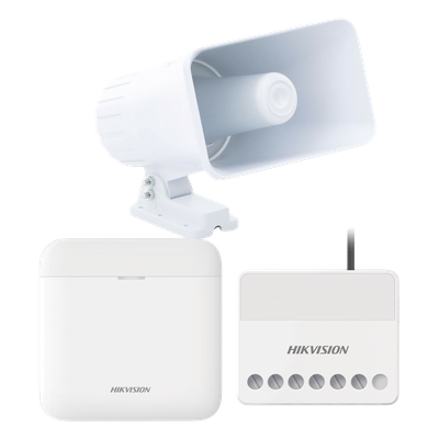 Kit de Alarma Inalámbrico / 48 Zonas / Sirena Exterior 30W IP65 / Relevador 0-36 VDC / Comunicación 433 MHz / AES-128