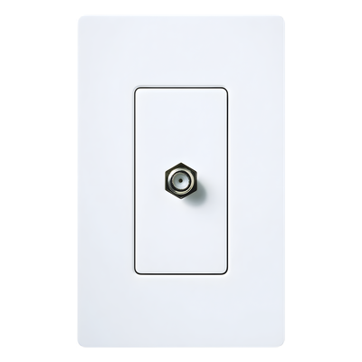 Toma de Pared Coaxial / Conector Tipo F / 75 Ohm / Estilo Designer / Blanco Brillante