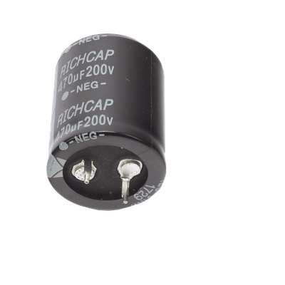 Capacitor de Aluminio / 470μF / 200V / ±20% / 1.45A RMS / 25mm Ø / 1000h @ 105°C