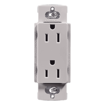 Contacto Dúplex de Pared / 15 A / 125 V / Placa Frontal Gris / Instalación Sin Tornillos Visibles / Compatible Multi-Gang