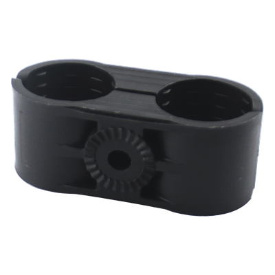 Sujetador Plástico para Cable Coaxial / 2 Cables / 1-1/4″ Nominal / Rango 1.535″ a 1.614″ (39 a 41 mm) / Montaje Varilla 3/8″ o M10 / Paquete 10 Unidades