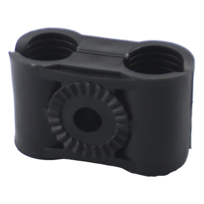 Sujetador Plástico para Cable Coaxial / 1/2 in / Doble Canal / Varilla 3/8′ o M10 / Paquete 10 Piezas